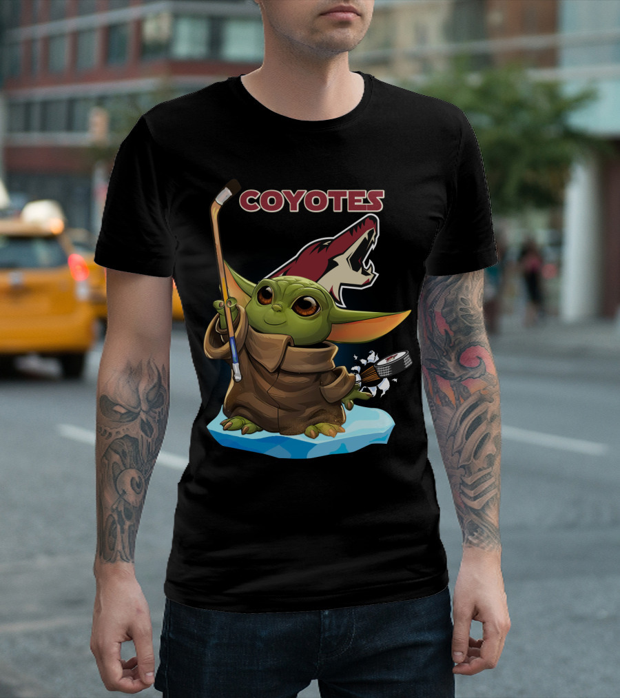 Coyotes Baby Yoda Hockey Puck T-Shirt