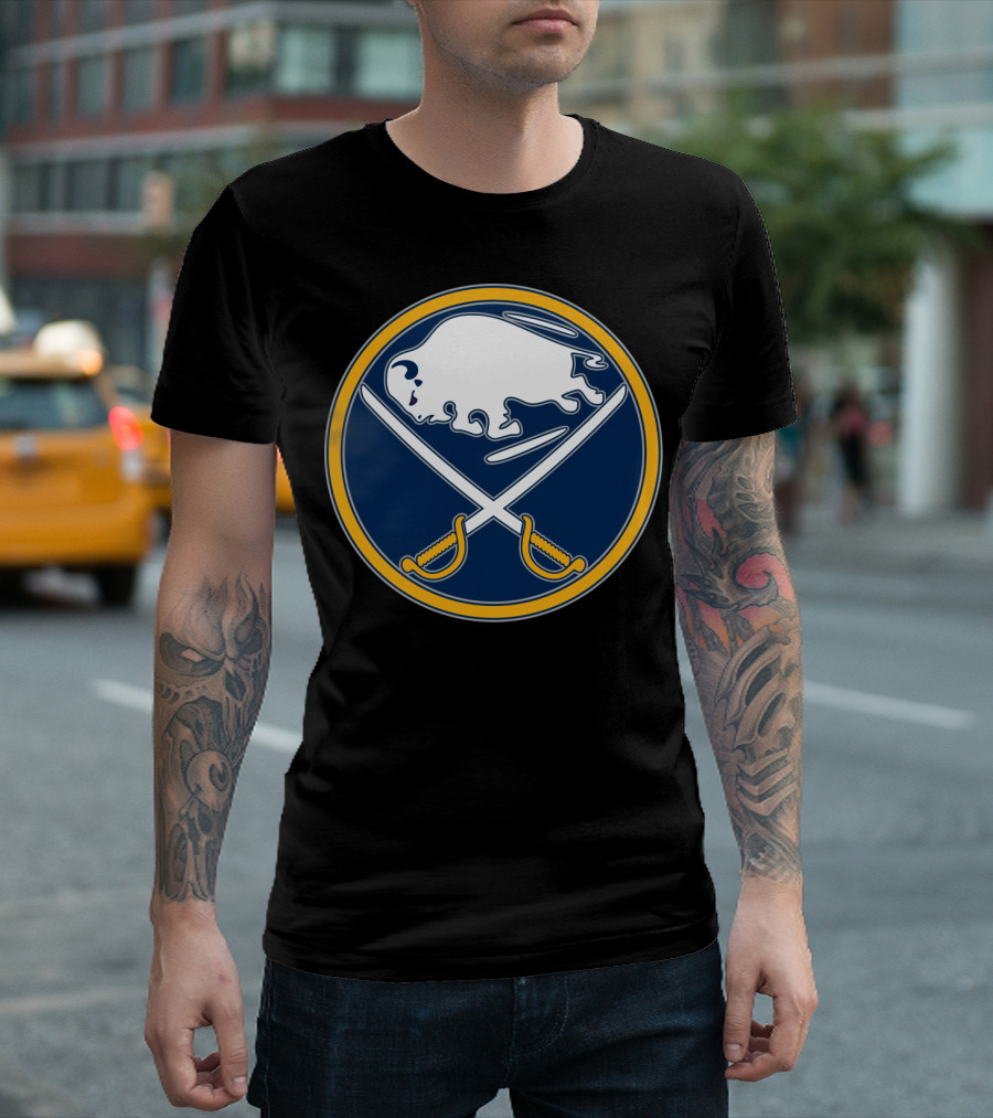Buffalo Sabres Nhl Team Logo White Buffalo And Crossed Sabres T-Shirt
