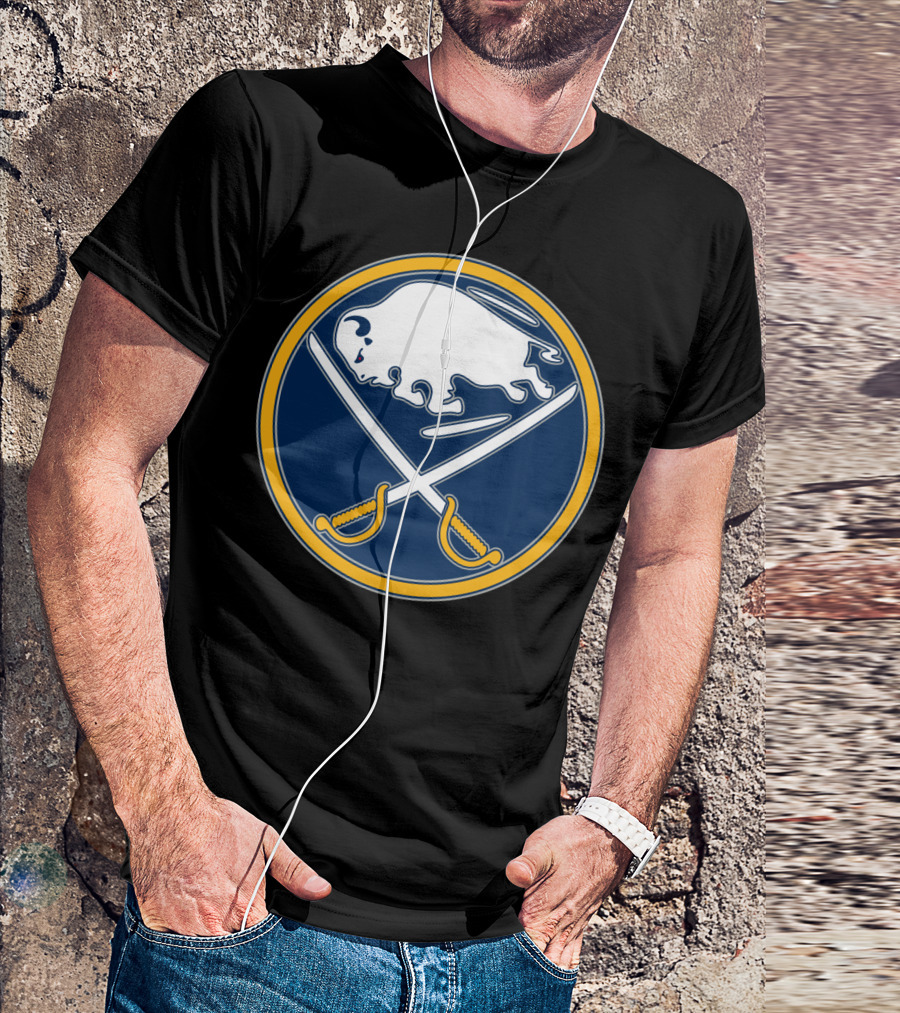 Buffalo Sabres Nhl Team Logo White Buffalo And Crossed Sabres T-Shirt