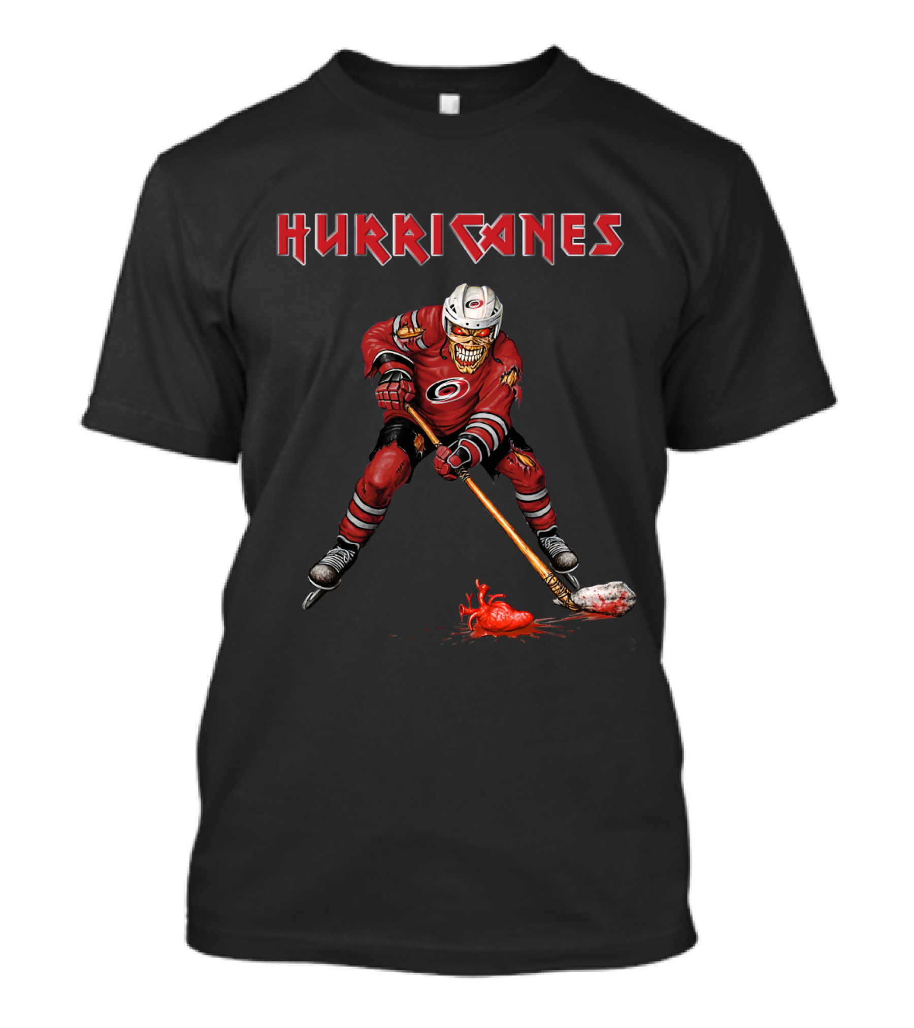 Hurricanes Hockey Skeleton Carolina Ice Horror T-Shirt