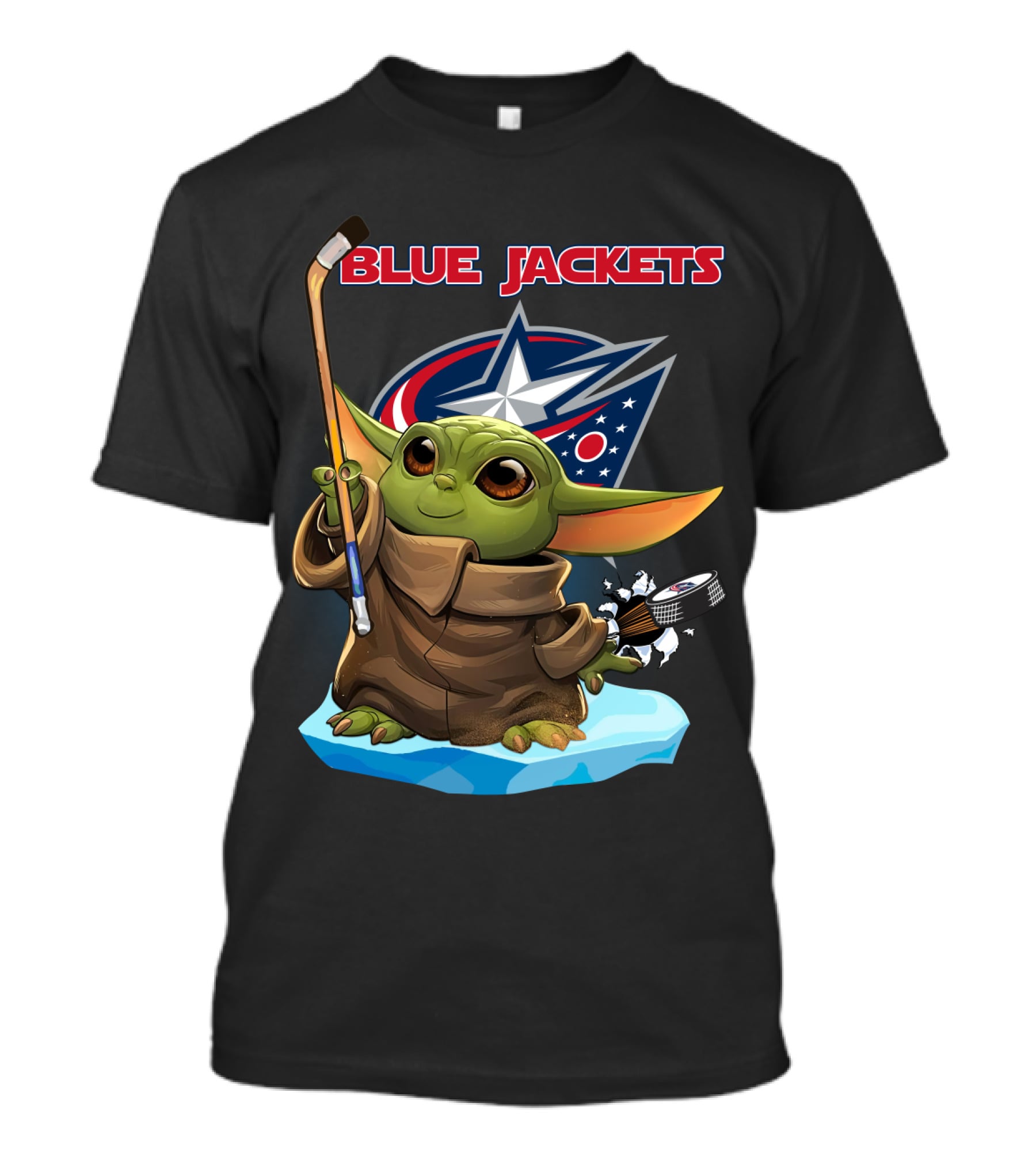 Blue Jackets Baby Yoda Hockey Fan T-Shirt