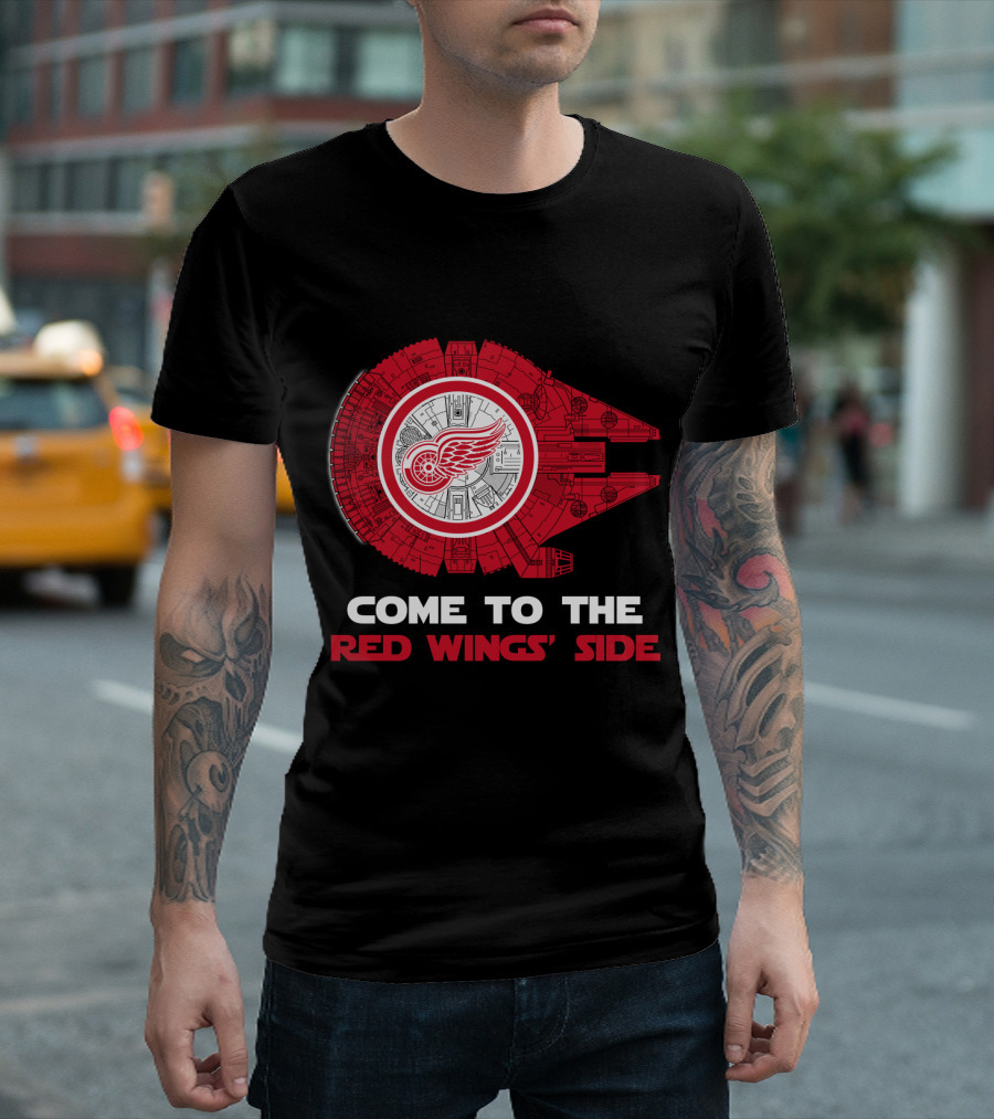 Come to the Red Wings' Side Detroit Red Wings Millennium Falcon T-Shirt