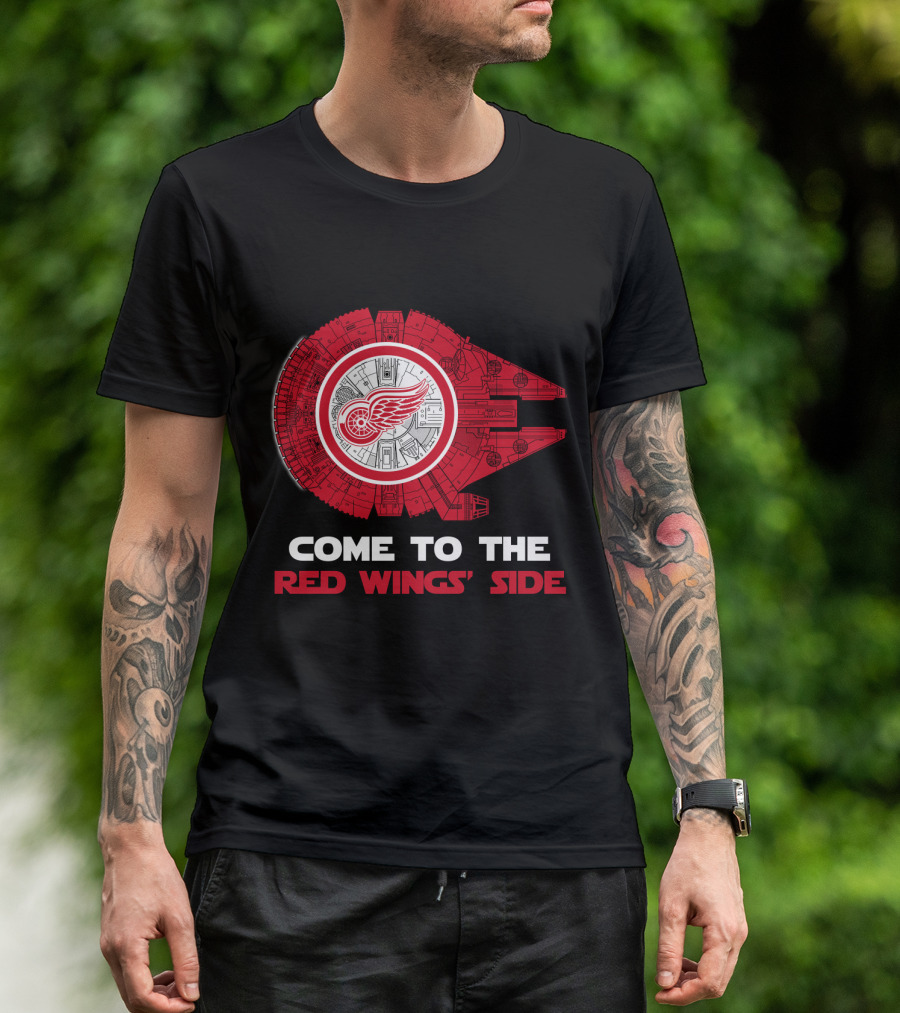 Come To The Red Wings' Side Detroit Red Wings Millennium Falcon T-Shirt