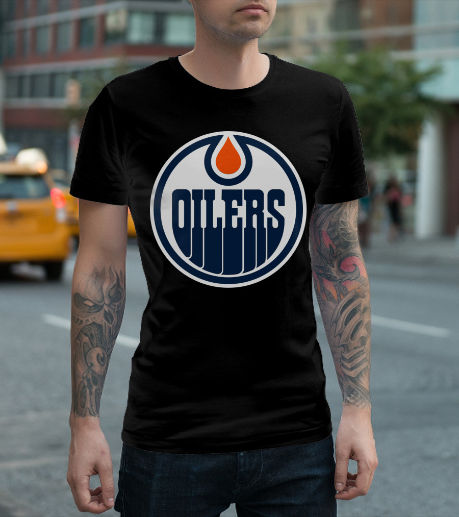 Edmonton Oilers Nhl Team Logo With Classic Oil Drop Symbol T-Shirt