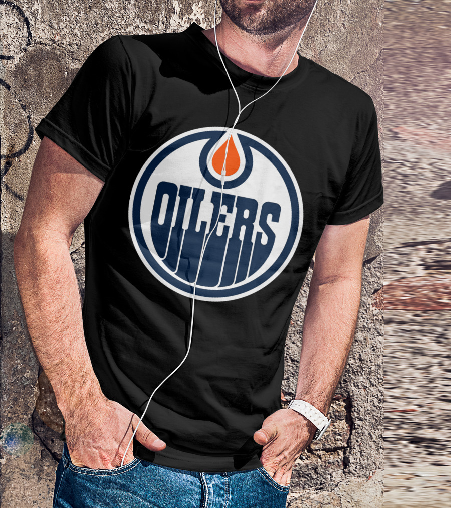 Edmonton Oilers Nhl Team Logo With Classic Oil Drop Symbol T-Shirt
