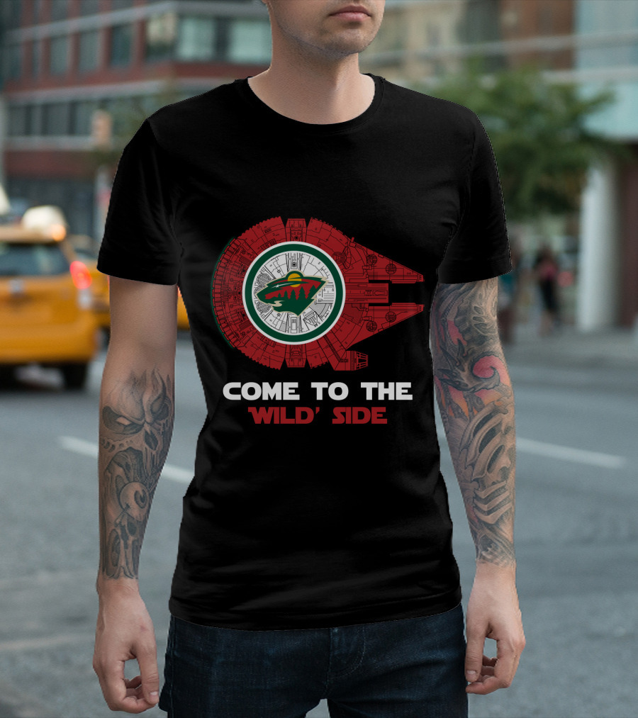 Come to the Wild Side Minnesota Wild Millennium Falcon T-Shirt