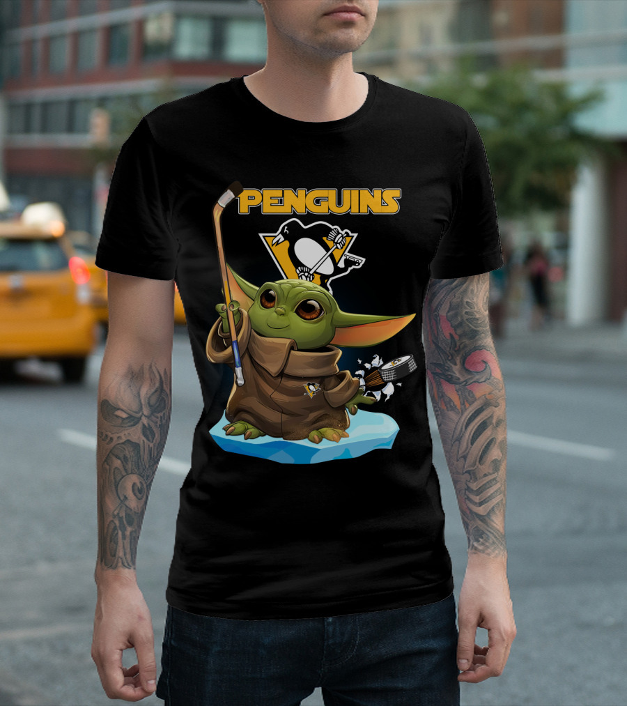 Baby Yoda Penguins Pittsburgh Hockey T-Shirt