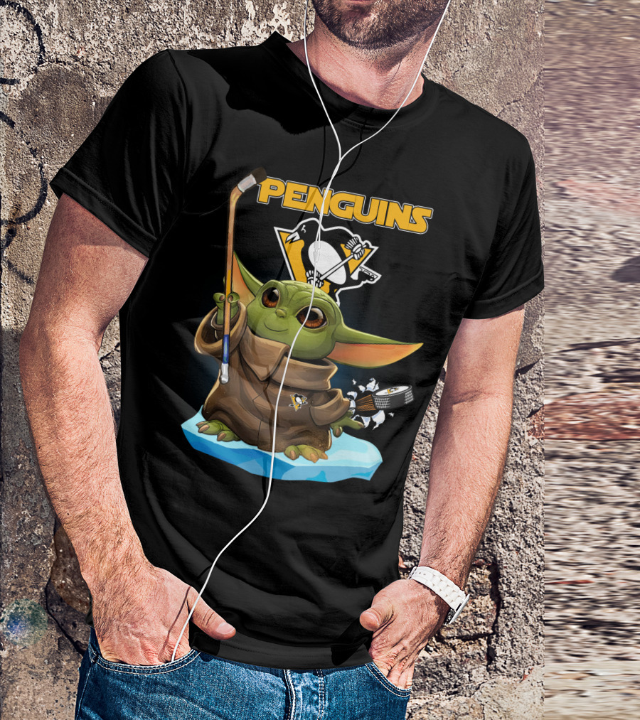 Baby Yoda Penguins Pittsburgh Hockey T-Shirt