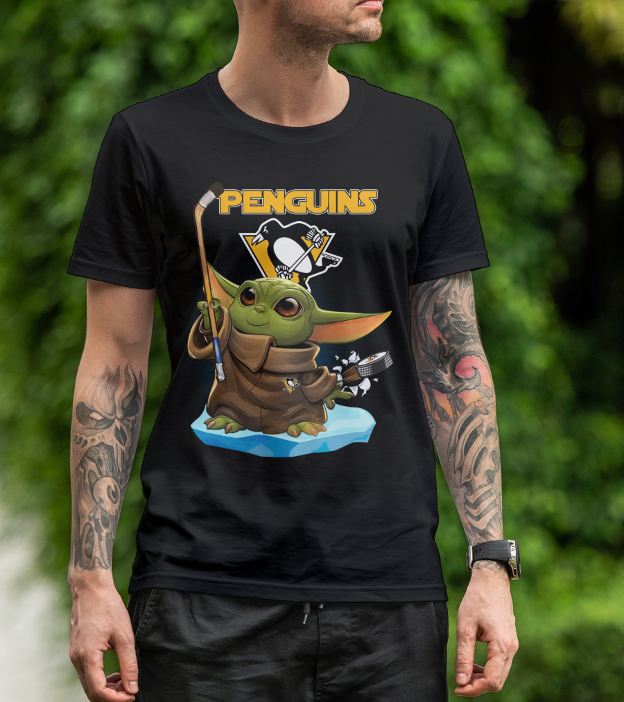Baby Yoda Penguins Pittsburgh Hockey T-Shirt