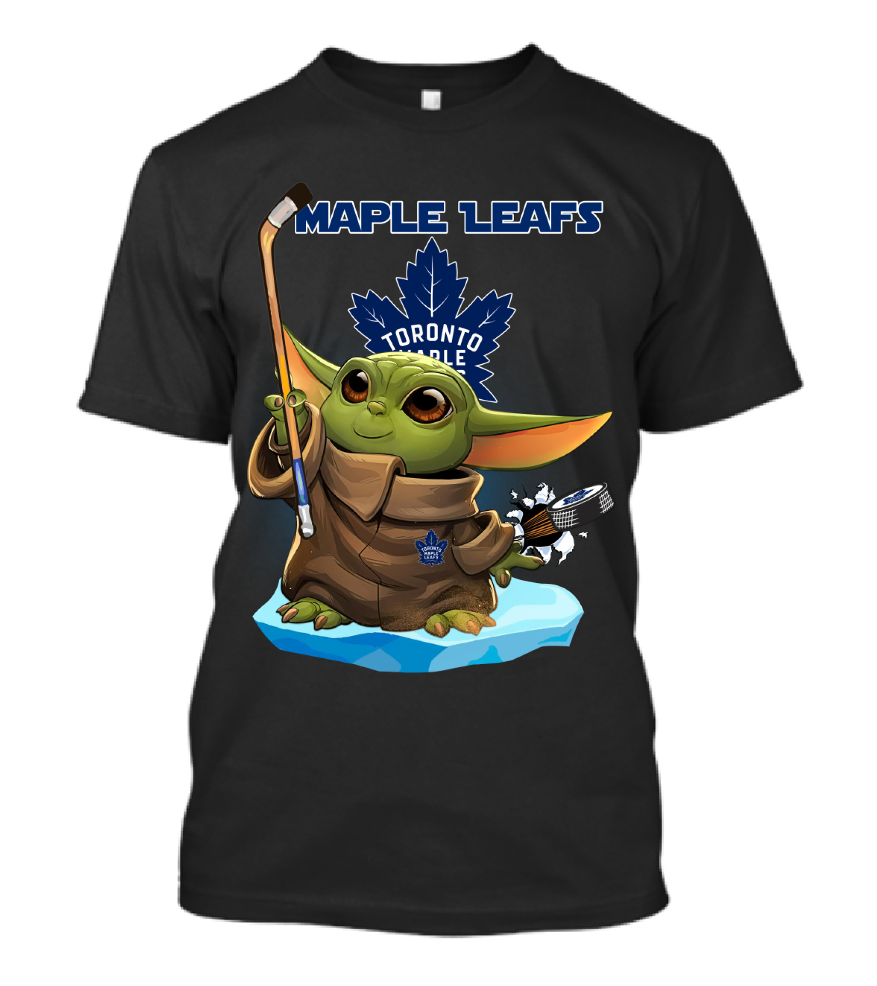 Baby Yoda Toronto Maple Leafs Hockey Star Wars Crossover T-Shirt