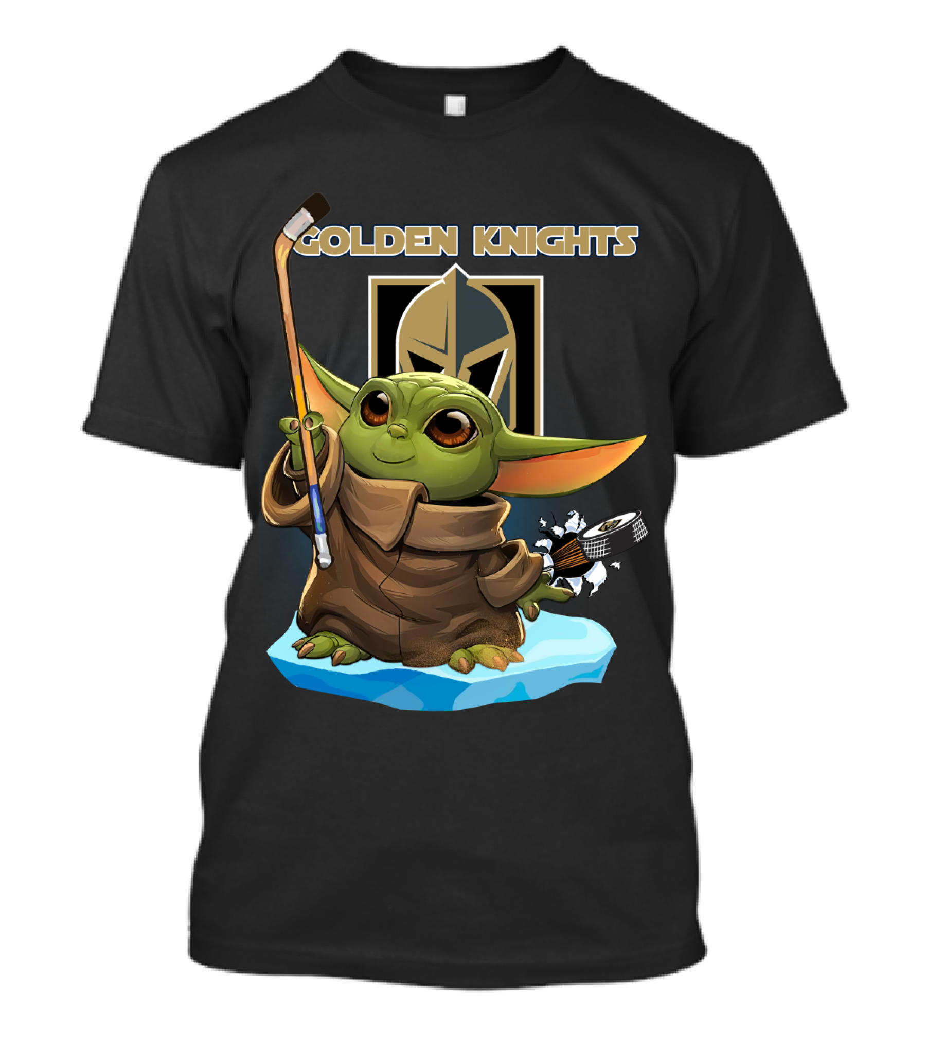 Golden Knights Baby Yoda Hockey Ice Block T-Shirt