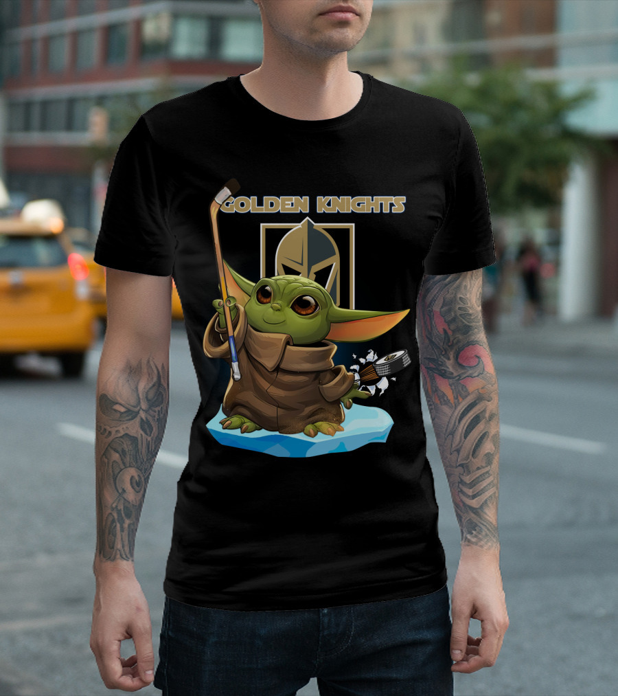 Golden Knights Baby Yoda Hockey Ice Block T-Shirt