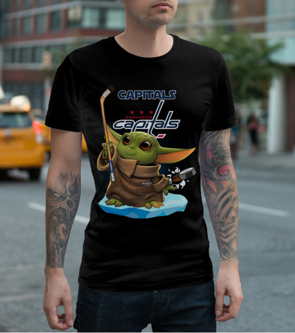 Capitals Baby Yoda Washington Capitals Hockey Star Wars Mashup T-Shirt
