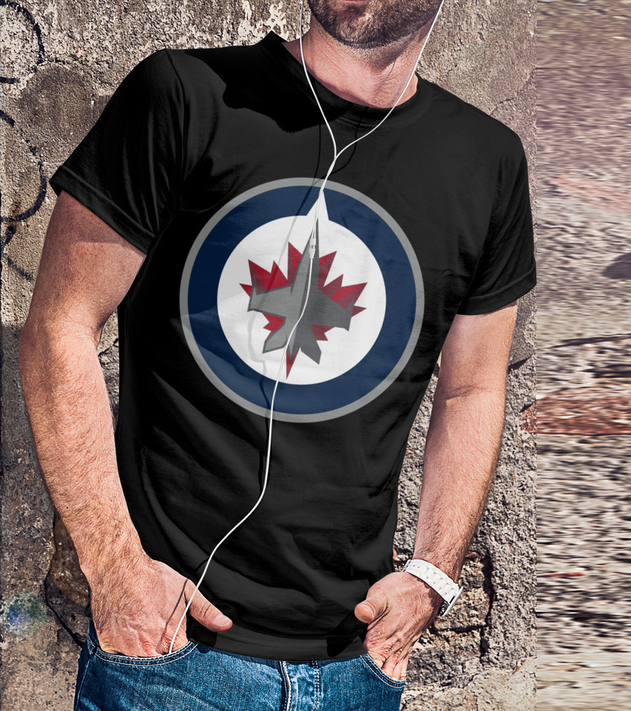 Winnipeg Jets Circle Logo With Jet And Maple Leaf T-Shirt