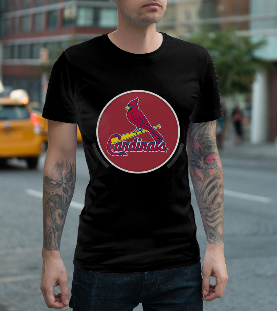 St Louis Cardinals Baseball Logo Red Bird Bat T-Shirt