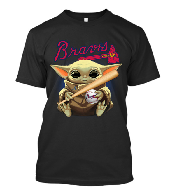 Braves Baseball Baby Yoda Holding Bat And Ball T-Shirt