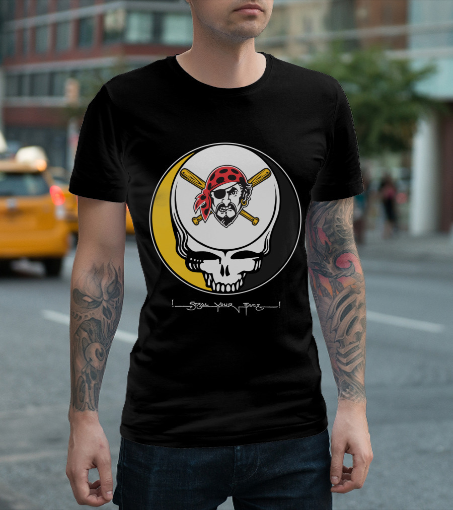 Grateful Dead Steal Your Face Pittsburgh Pirates Skull T-Shirt