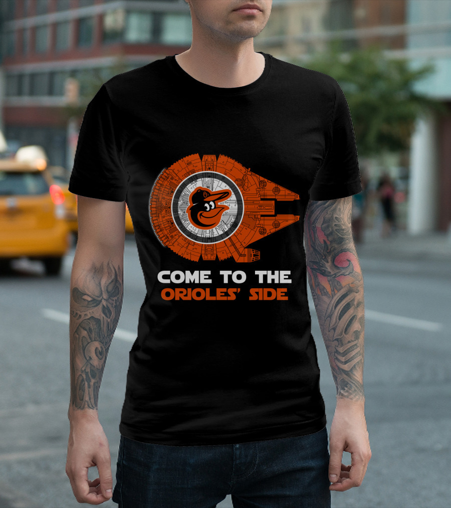 Come To The Orioles' Side Baltimore Orioles Millennium Falcon T-Shirt