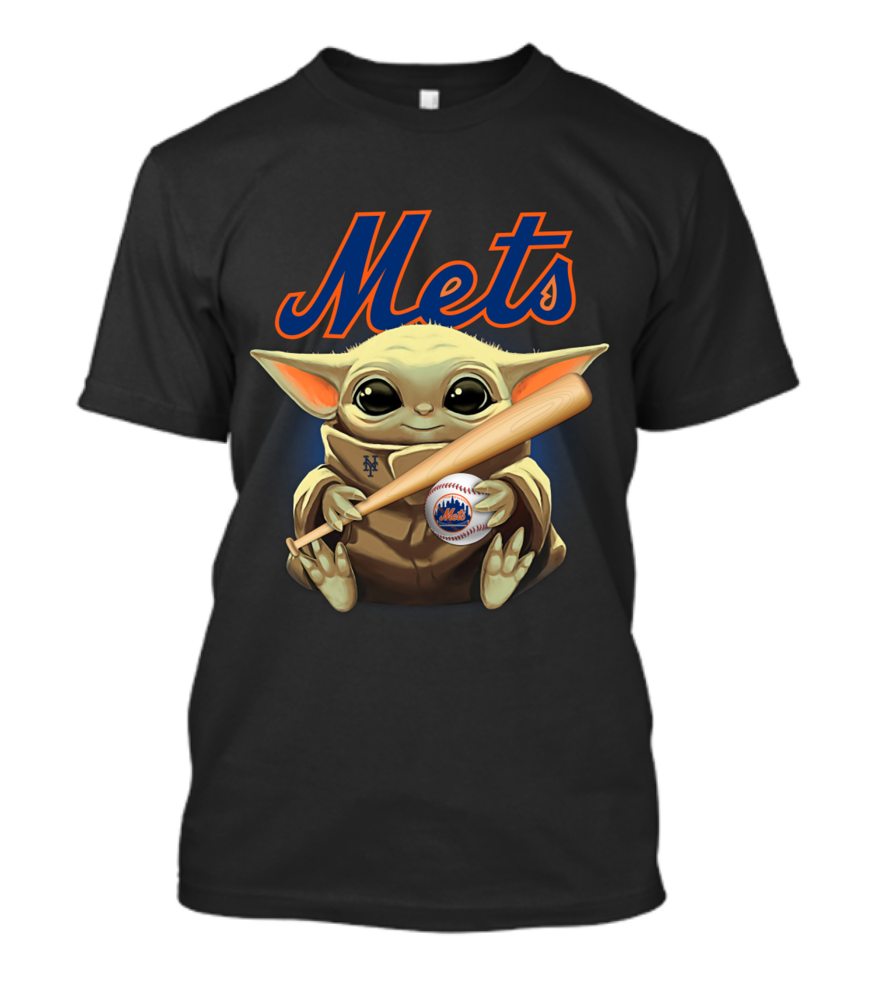 New York Mets Baby Yoda With Baseball And Bat T-Shirt