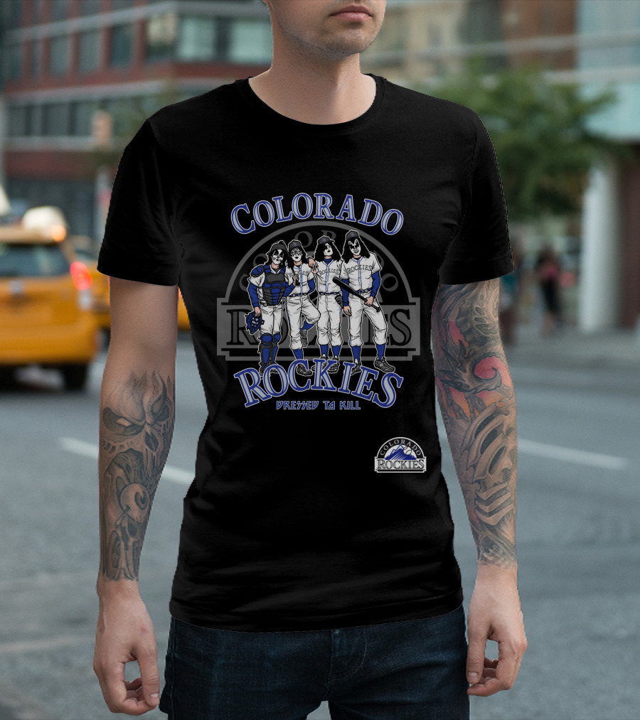 Colorado Rockies KISS Dressed To Kill Baseball T-Shirt