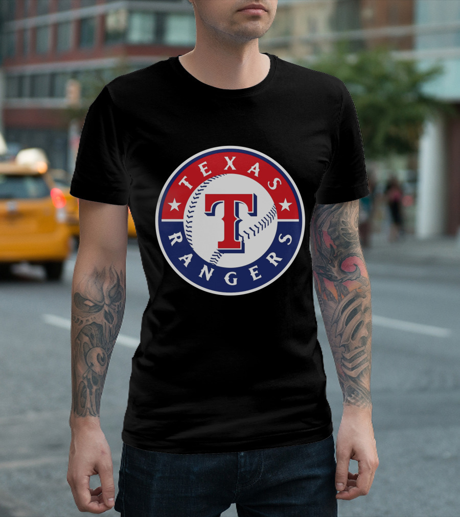 Texas Rangers T Logo Baseball Emblem with Stars T-Shirt