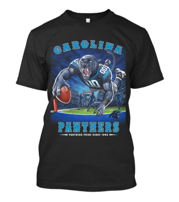 Carolina Panthers Pride Since 1995 - End Zone Football Tiger Roaring With Ball T-Shirt