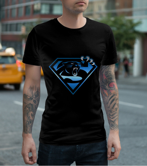 Carolina Panthers Superman Logo Combination T-Shirt