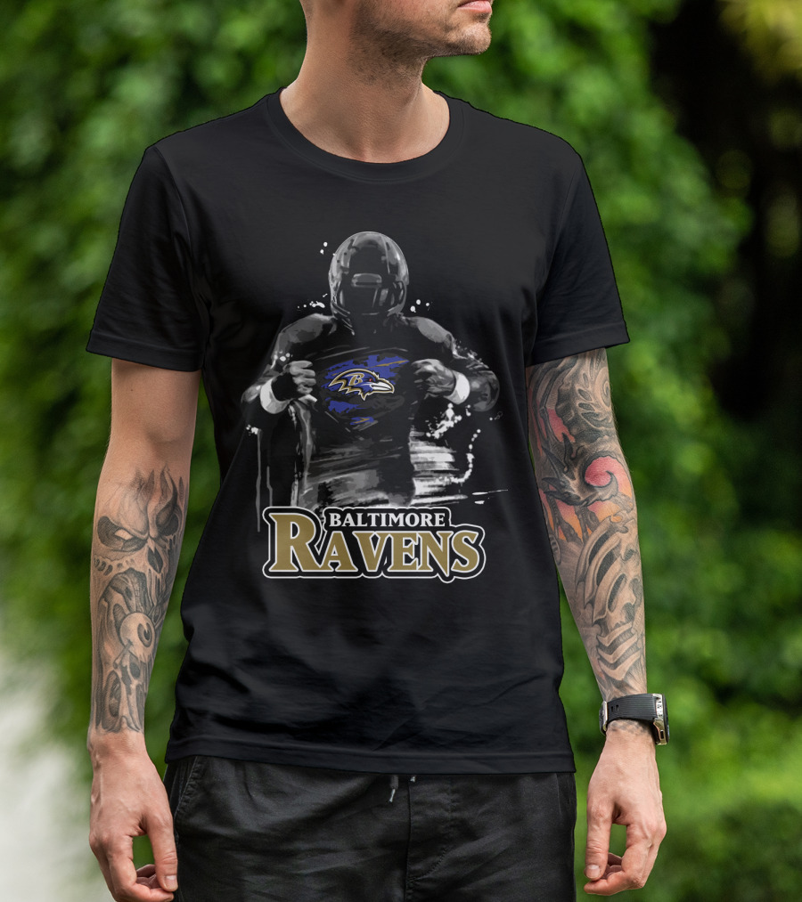 Baltimore Ravens Superhero Football Player T-Shirt
