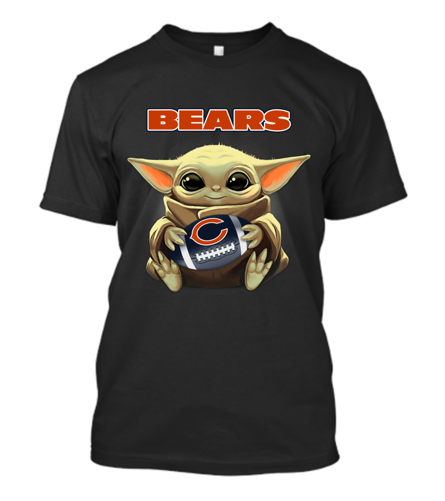 Bears Baby Yoda Holding Chicago Bears Football T-Shirt