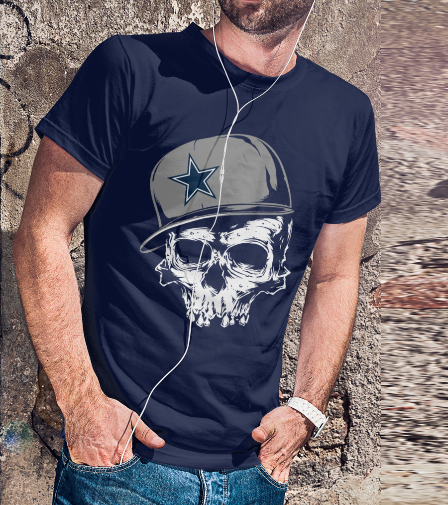 Dallas Cowboys Skull With Star Emblem Cap T-Shirt