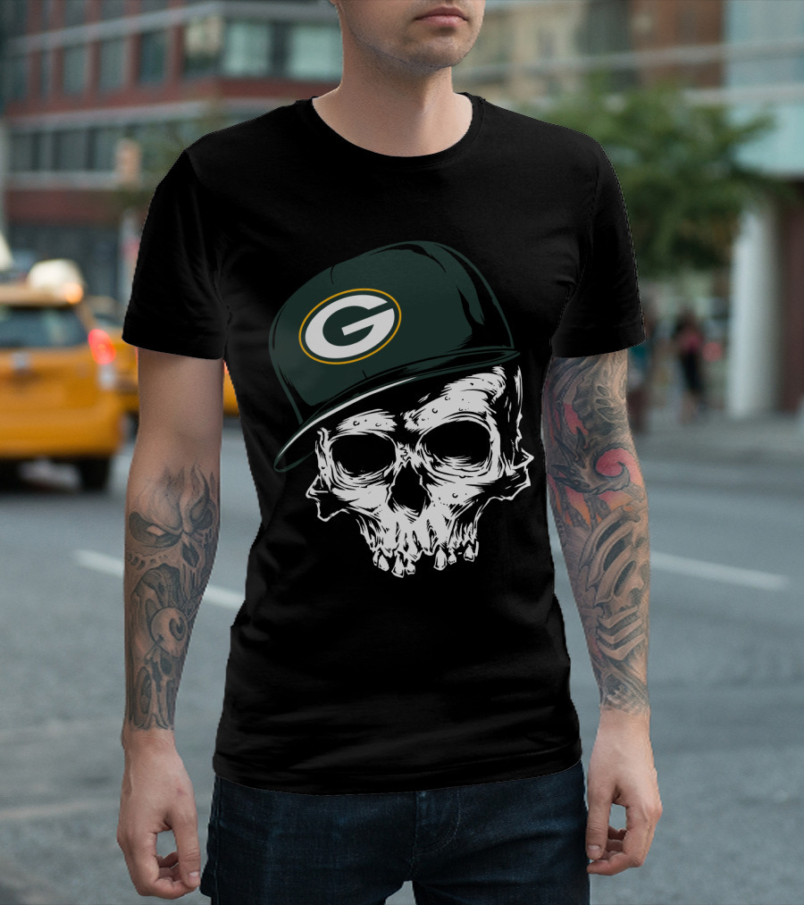 Green Bay Packers Skull Cap T-Shirt
