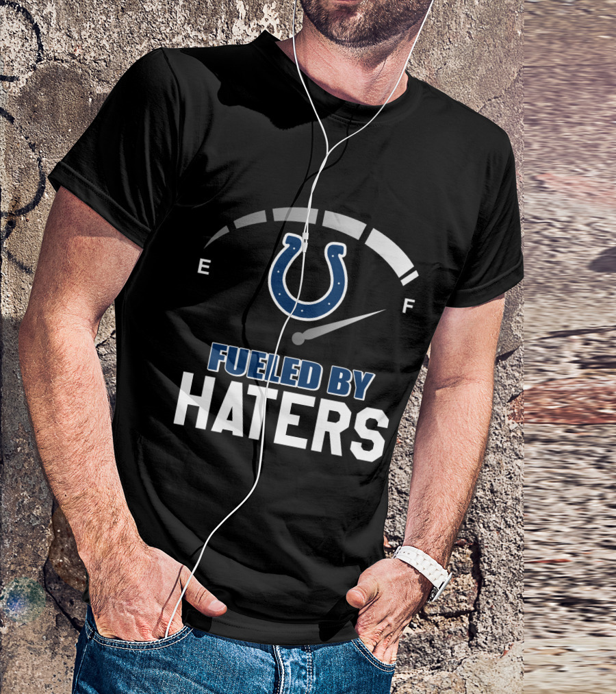 Indianapolis Colts Fueled By Haters Speedometer E F Horseshoe Symbol T-Shirt