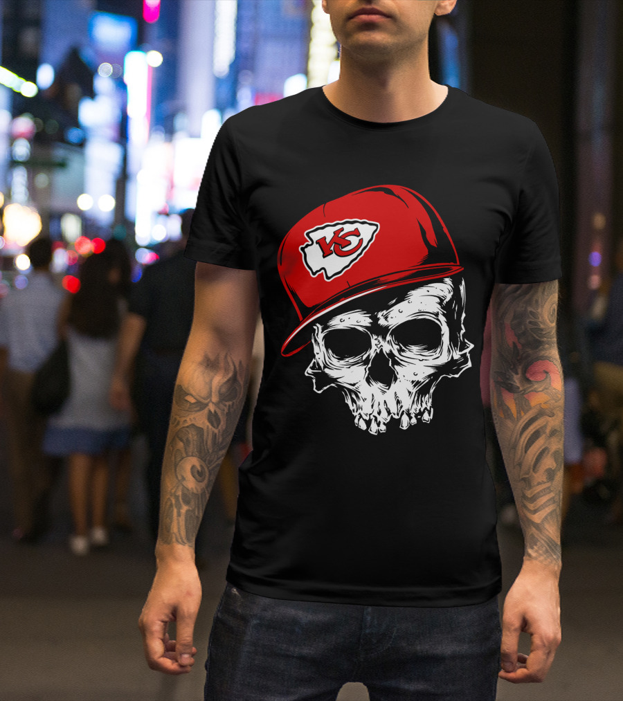 Kansas City Chiefs Skull With Red Cap T-Shirt