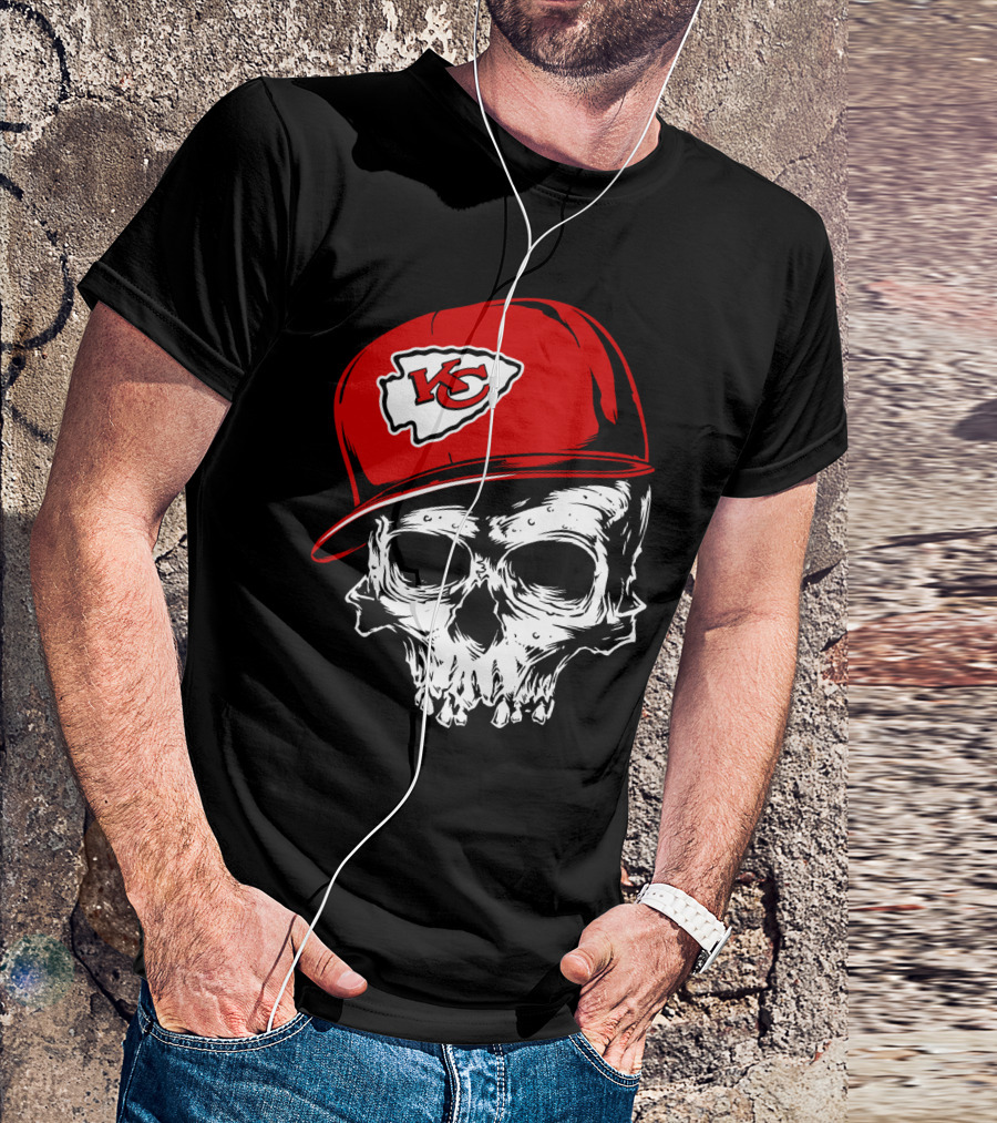Kansas City Chiefs Skull With Red Cap T-Shirt