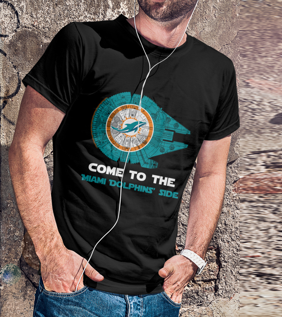 Miami Dolphins Come To The Dolphins' Side Millennium Falcon T-Shirt
