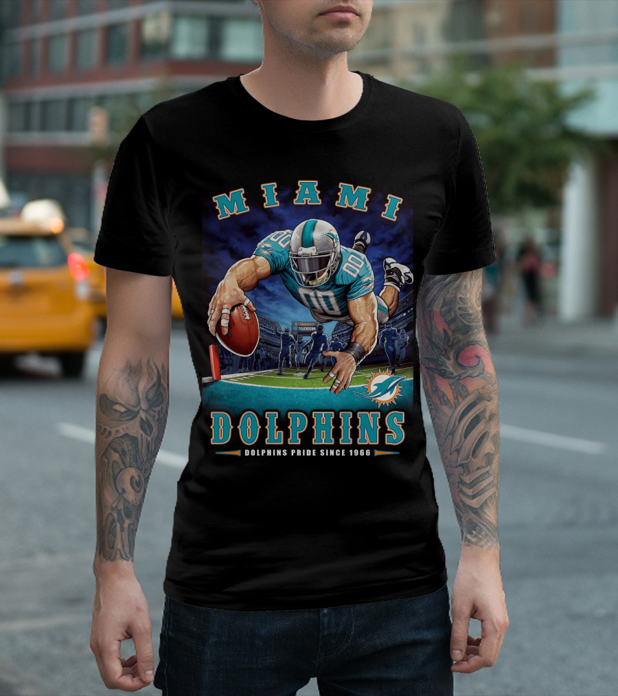 Miami Dolphins Pride Since 1966 Touchdown End Zone Nfl T-Shirt