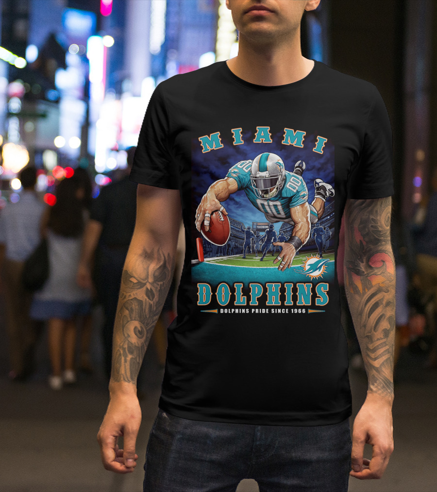 Miami Dolphins Pride Since 1966 Touchdown End Zone Nfl T-Shirt
