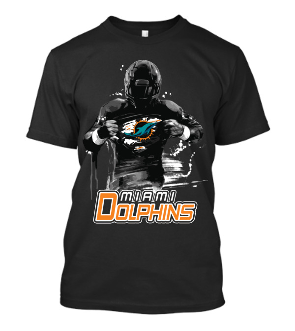 Miami Dolphins Football Hero Display With Iconic Team T-Shirt