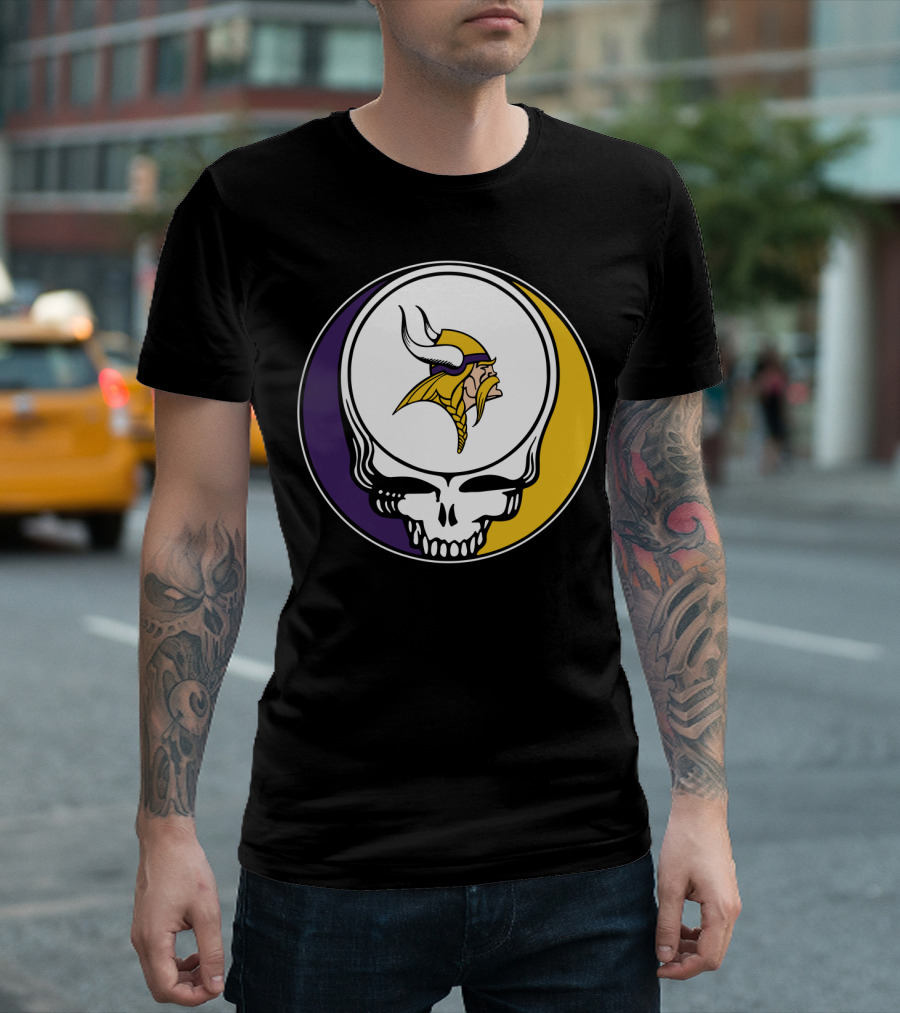 GRATEFUL DEAD Vikings Logo Skull Helmet T-Shirt