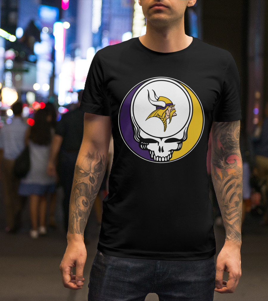 GRATEFUL DEAD Vikings Logo Skull Helmet T-Shirt