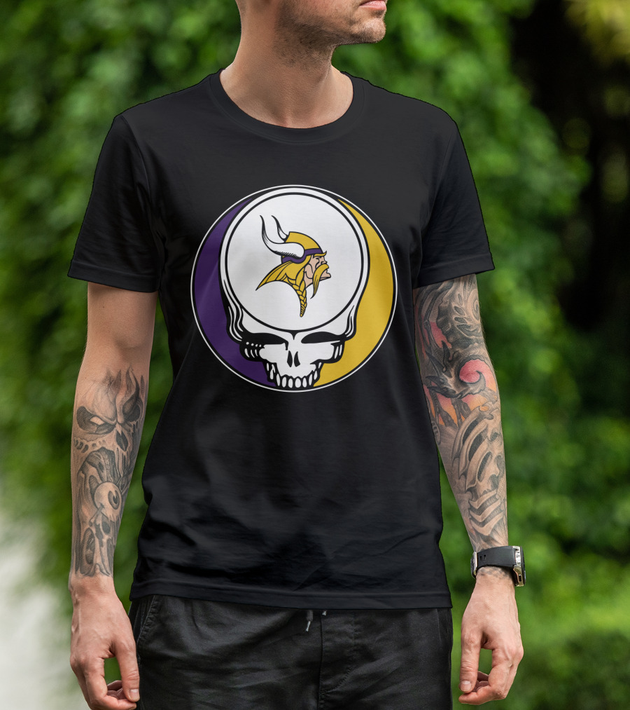 GRATEFUL DEAD Vikings Logo Skull Helmet T-Shirt