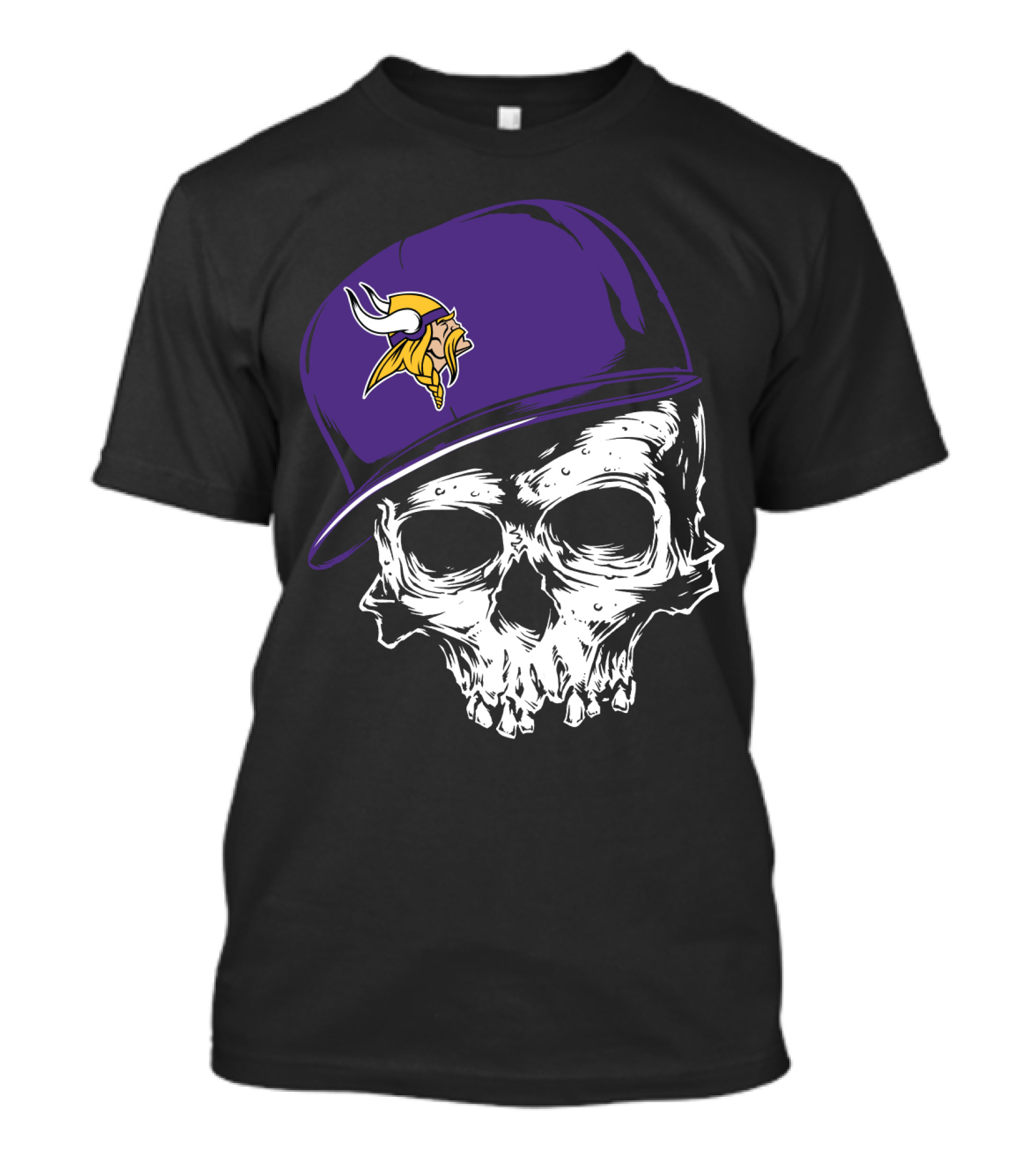 Minnesota Vikings Skull Purple Hat T-Shirt