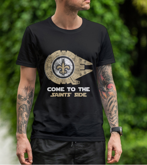 New Orleans Saints Come To The Saints' Side Millennium Falcon T-Shirt