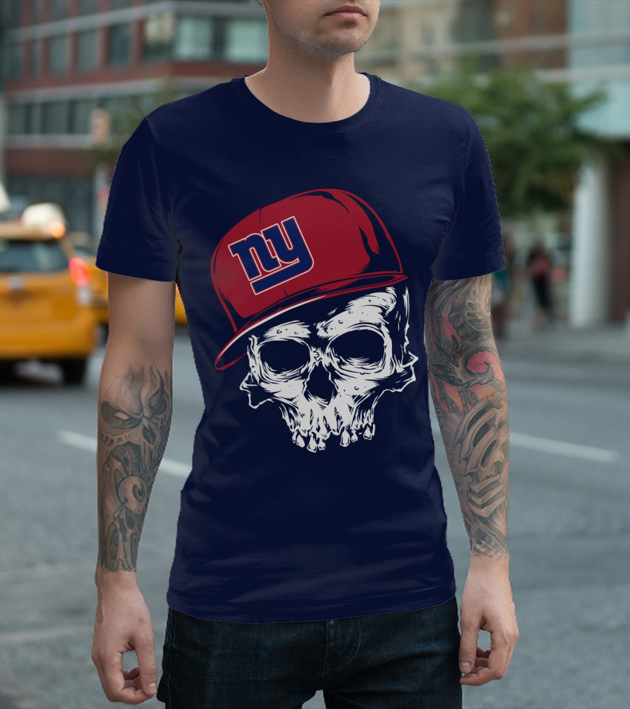 New York Giants Ny Skull Cap Red T-Shirt