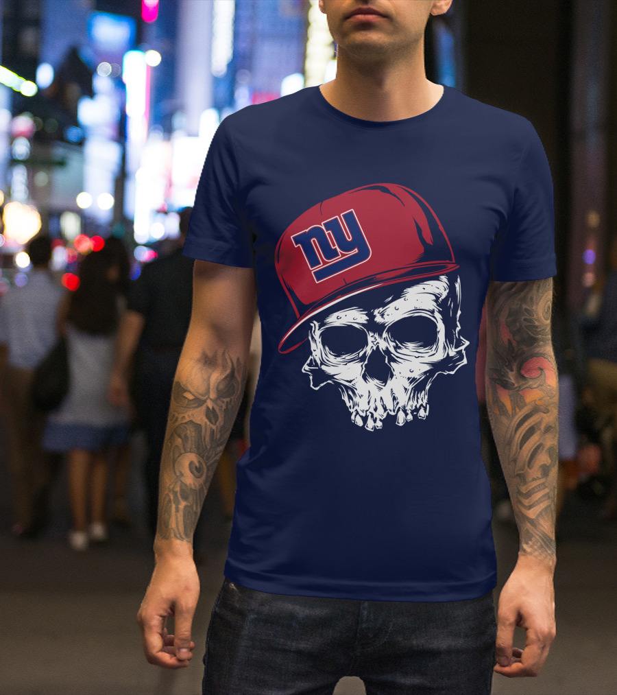New York Giants Ny Skull Cap Red T-Shirt