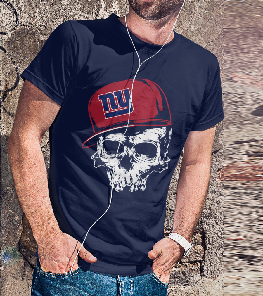 New York Giants Ny Skull Cap Red T-Shirt