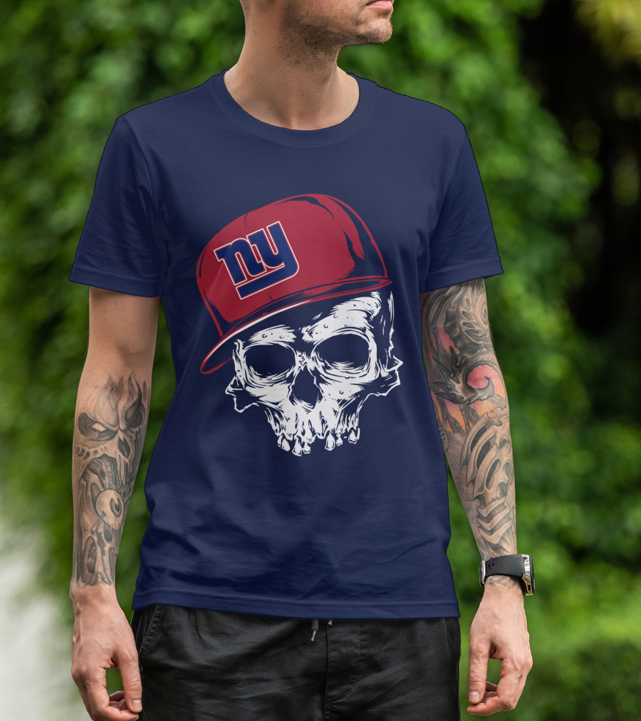 New York Giants Ny Skull Cap Red T-Shirt