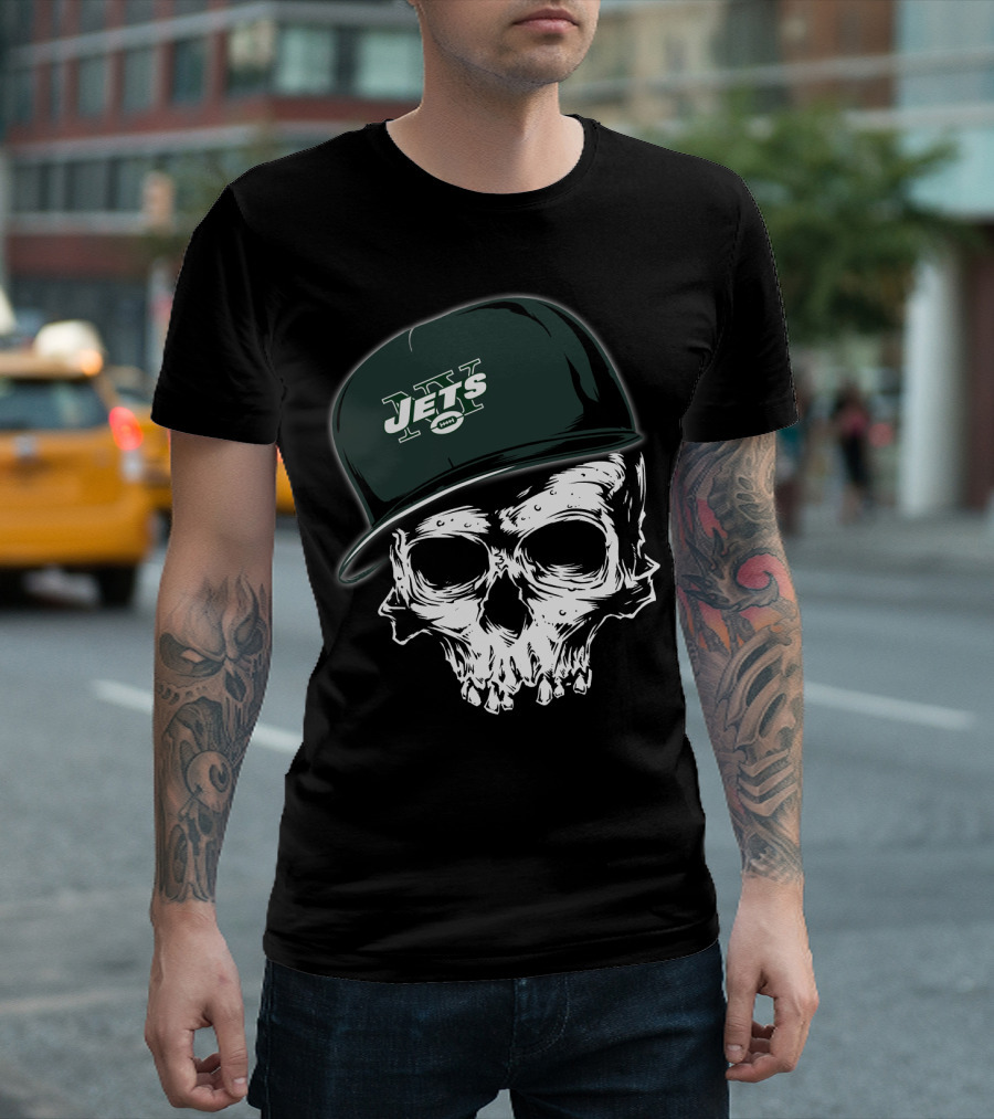 New York Jets Skull With Cap T-Shirt
