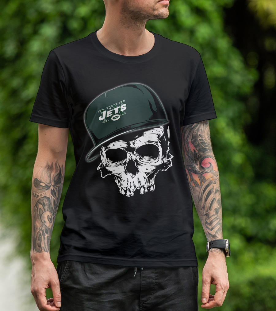 New York Jets Skull With Cap T-Shirt