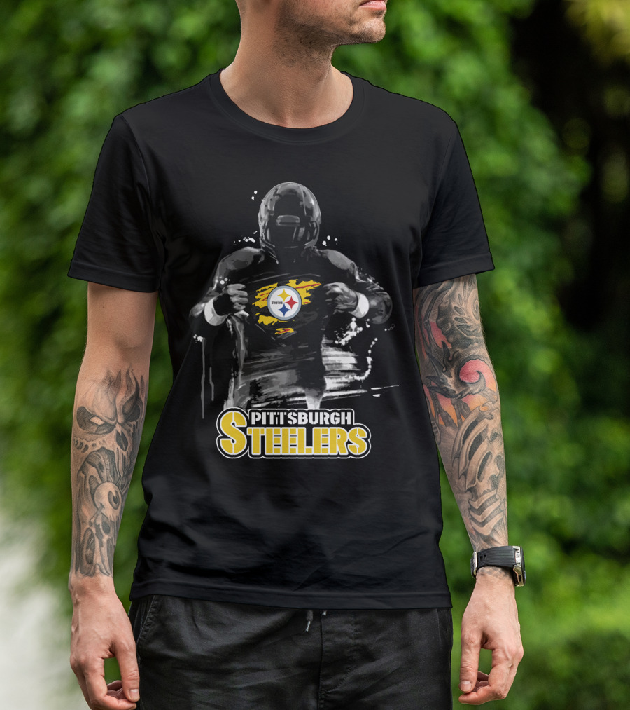 Pittsburgh Steelers Superhero Style Emblem Fan Pride T-Shirt